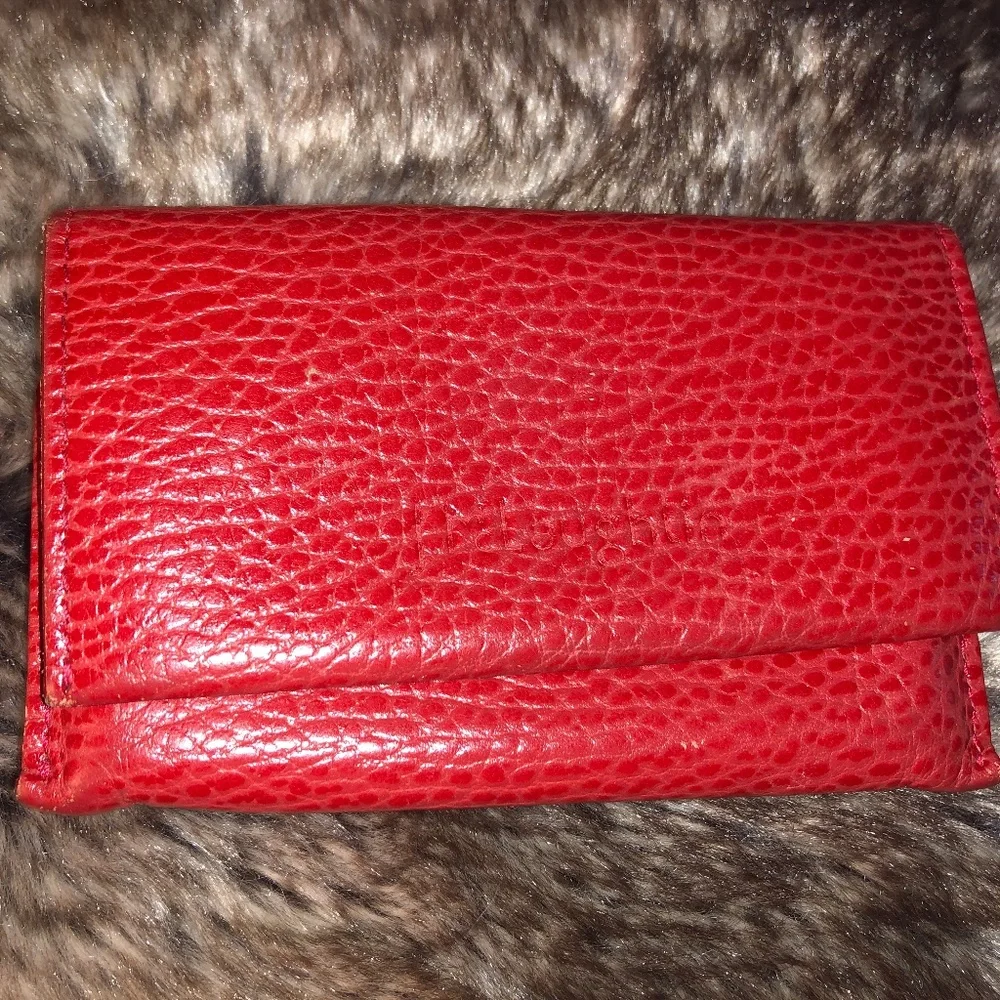 J. McLaughlin red pebbled leather card holder